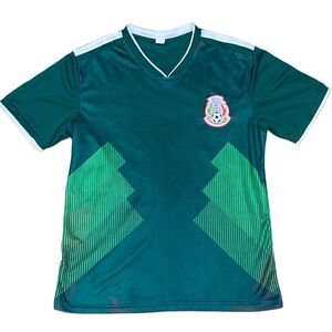 Classic Mexico Green Adult Medium Soccer Jersey with V Neck